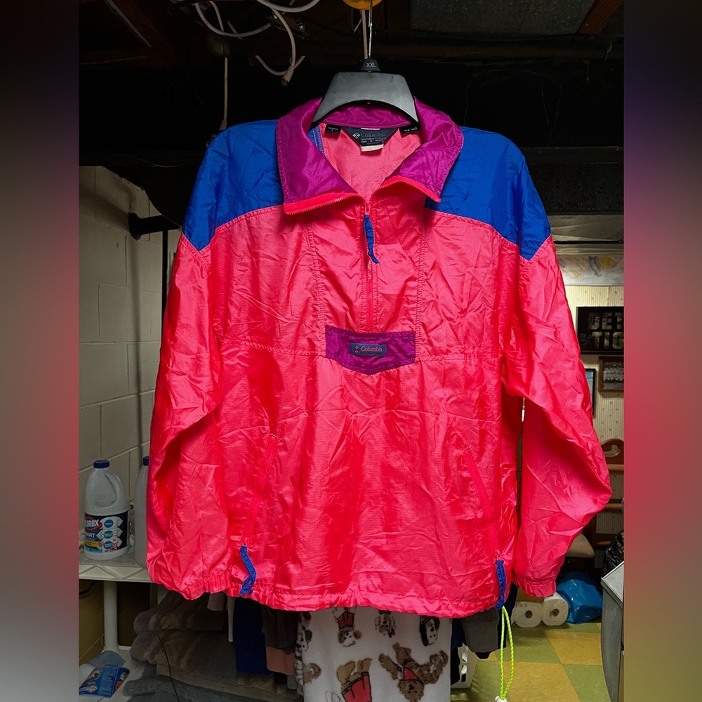 Vibrant Pink and Blue Windbreaker Jacket